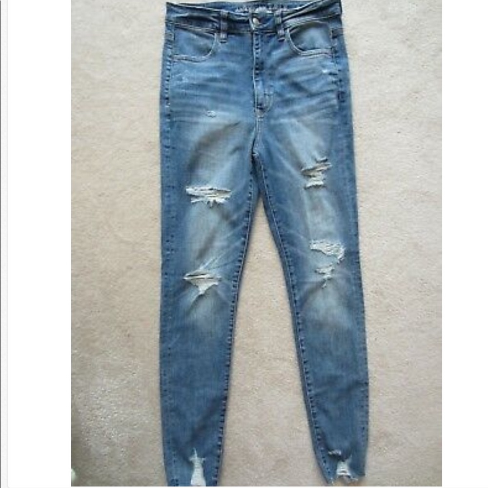 American Eagle Highest Rise Waist Distressed Jeggings Skinny Jeans Size 6 New